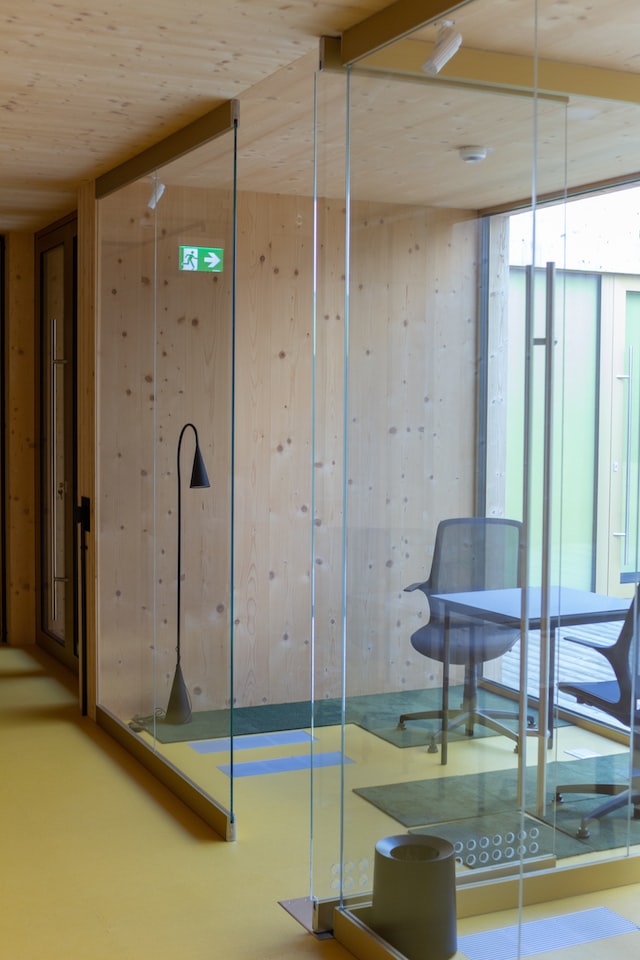 Baytown commercial glass walls creating private office space