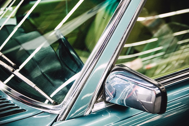 Close up of polished new auto glass after windshield repair